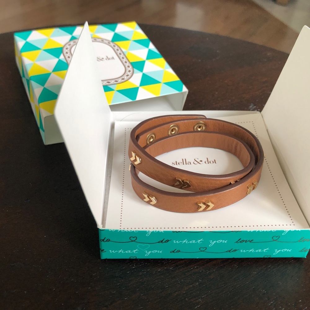 Gold leather gold wrap bracelet